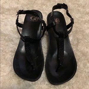 Black wedge sandals